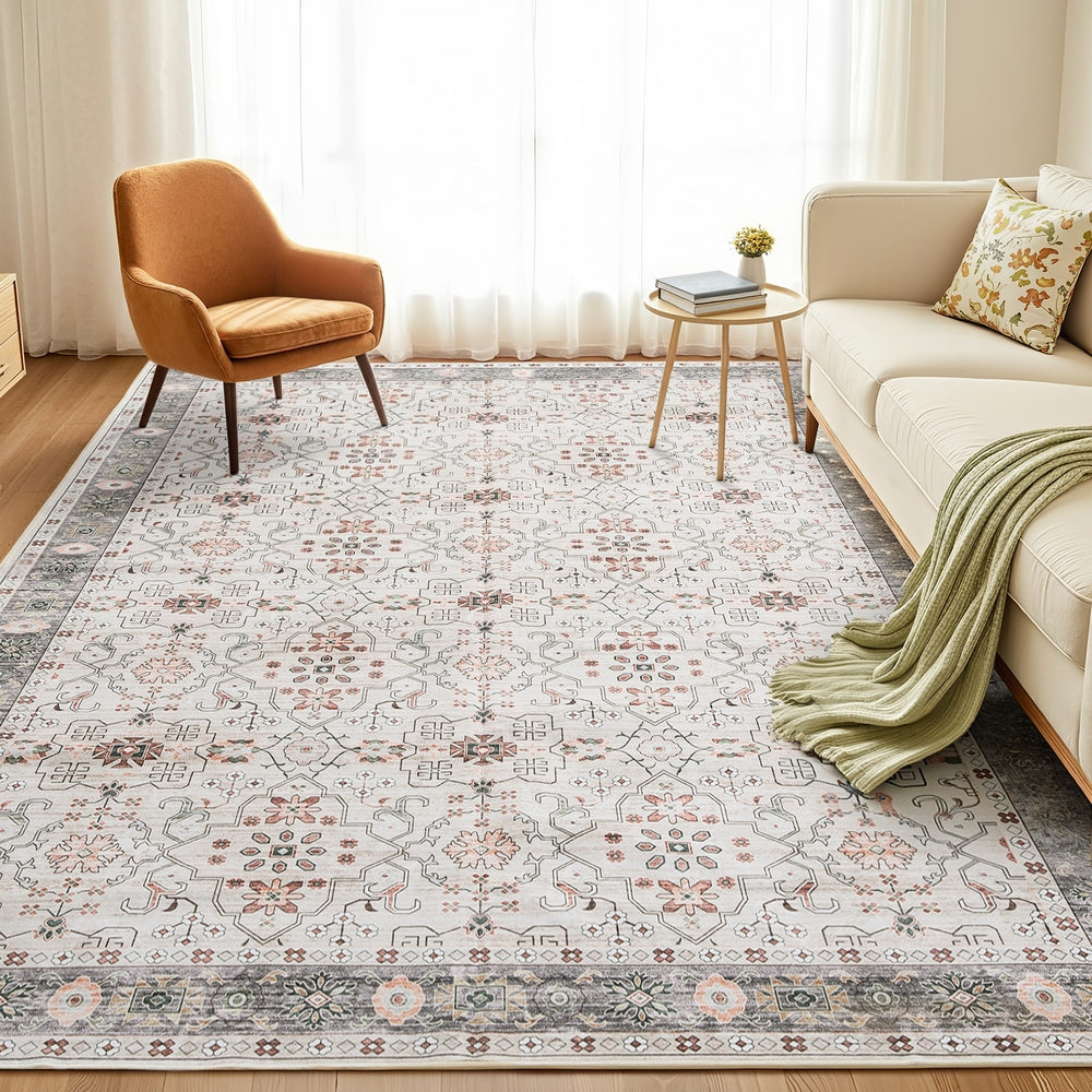 Washable Large Area Rug – Modern Geometric Design, 240x340cm Polyester
