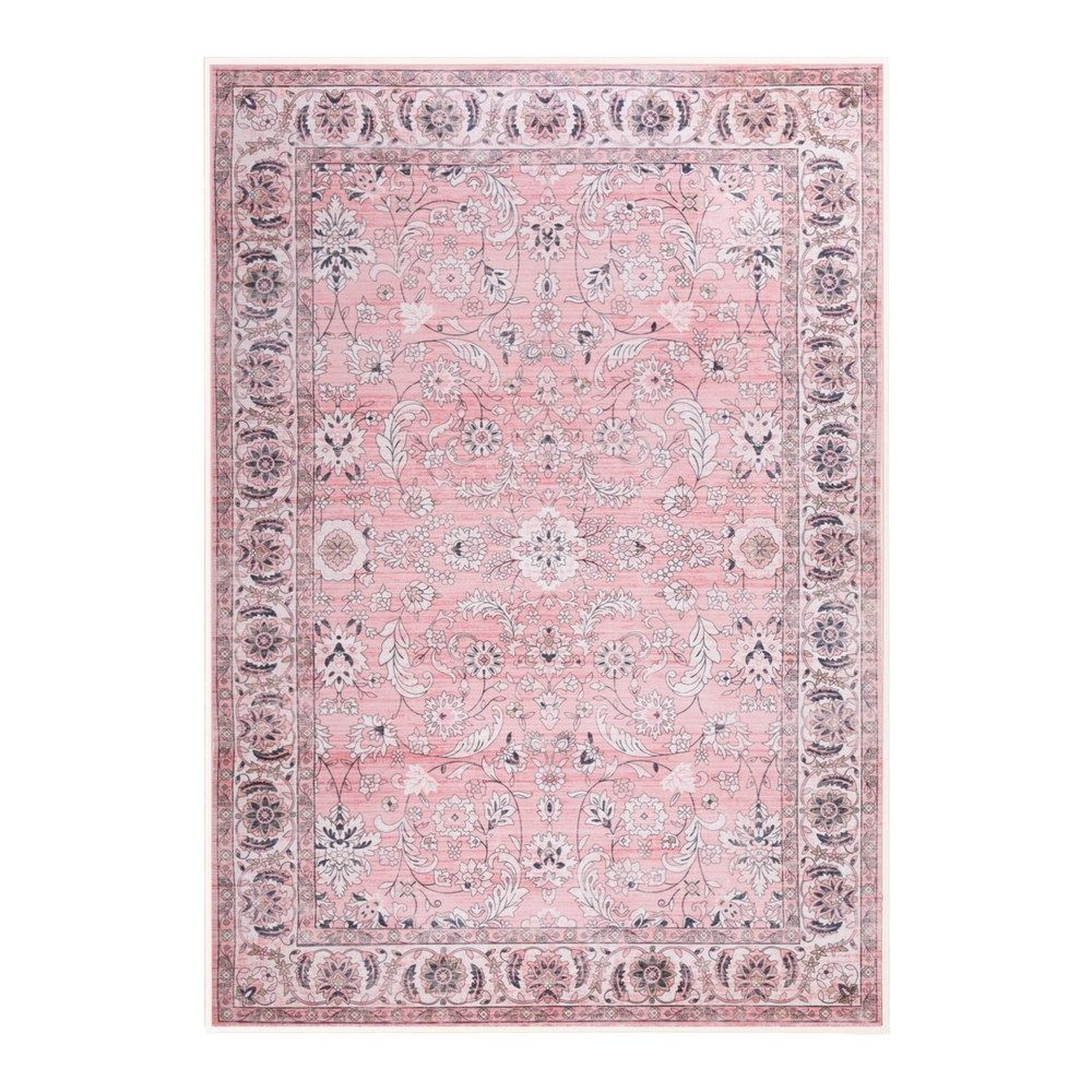 Vintage Floral Washable Area Rug – Large 240x340cm, Low-Profile Polyester