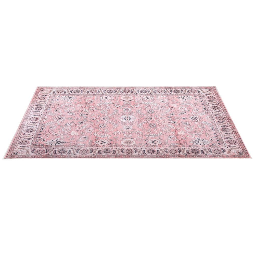 Vintage Floral Washable Area Rug – Large 240x340cm, Low-Profile Polyester