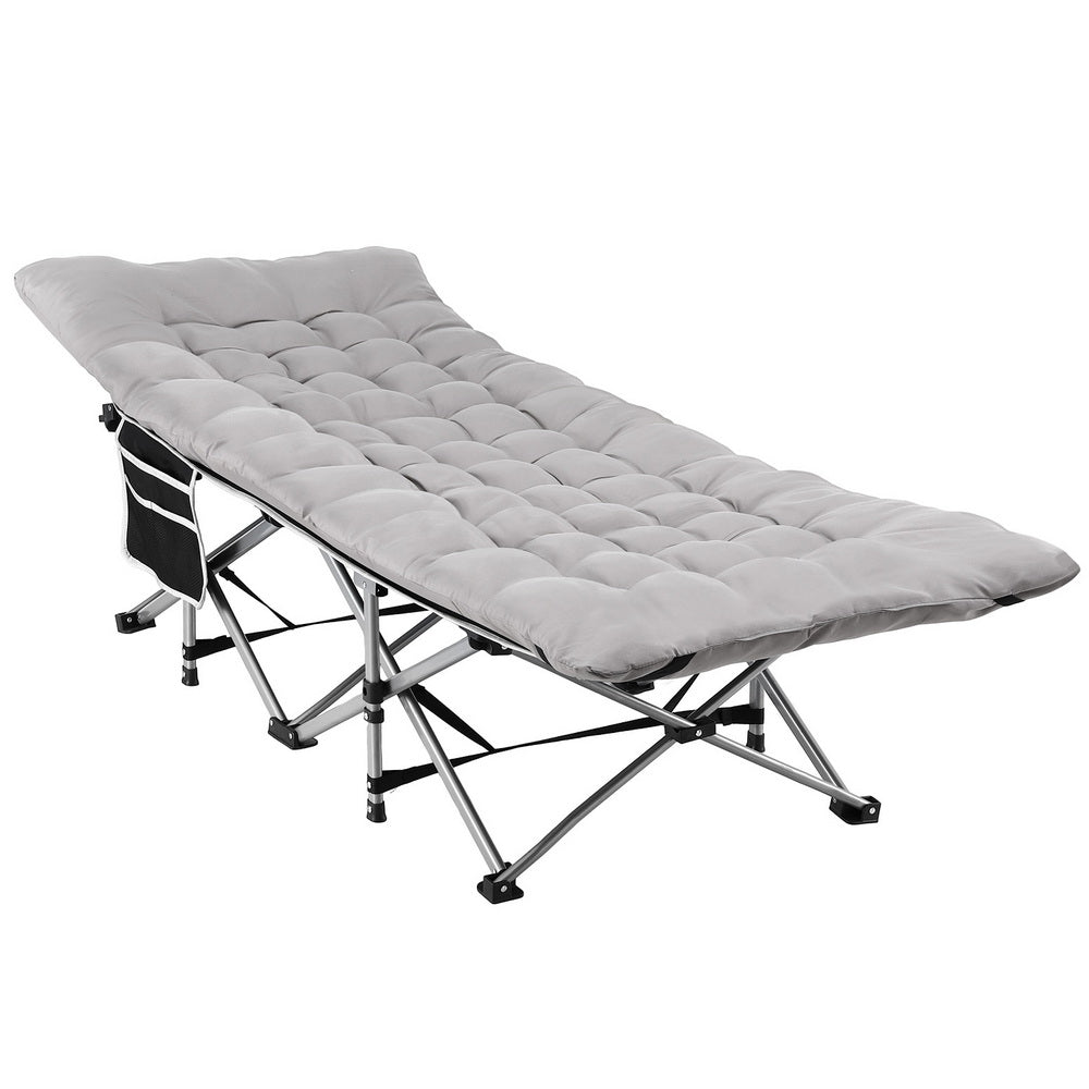 Folding Bed with Removable Mattress – Heavy Duty, Grey, 185cm
