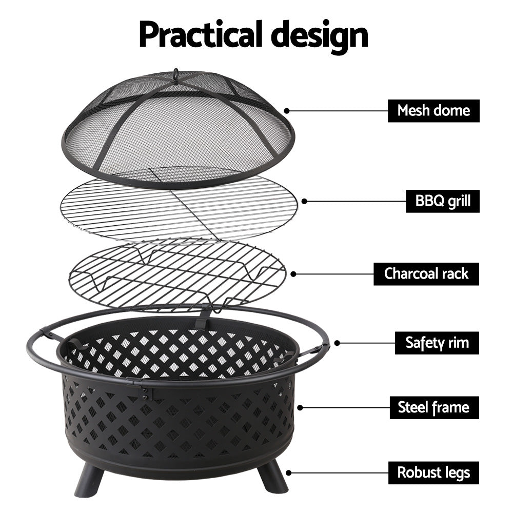 Grillz Fire Pit BBQ Grill