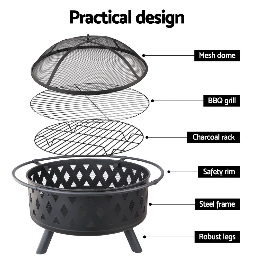 Grillz Fire Pit BBQ Grill