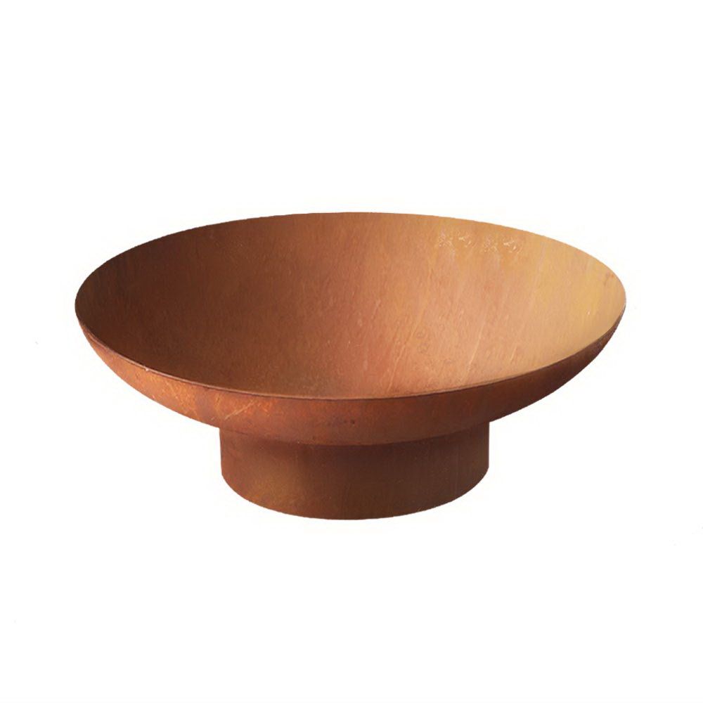 Rustic cast iron fire pit bowl by The Willow Stone Collective, 70cm durable steel with natural rust finish for outdoor use.