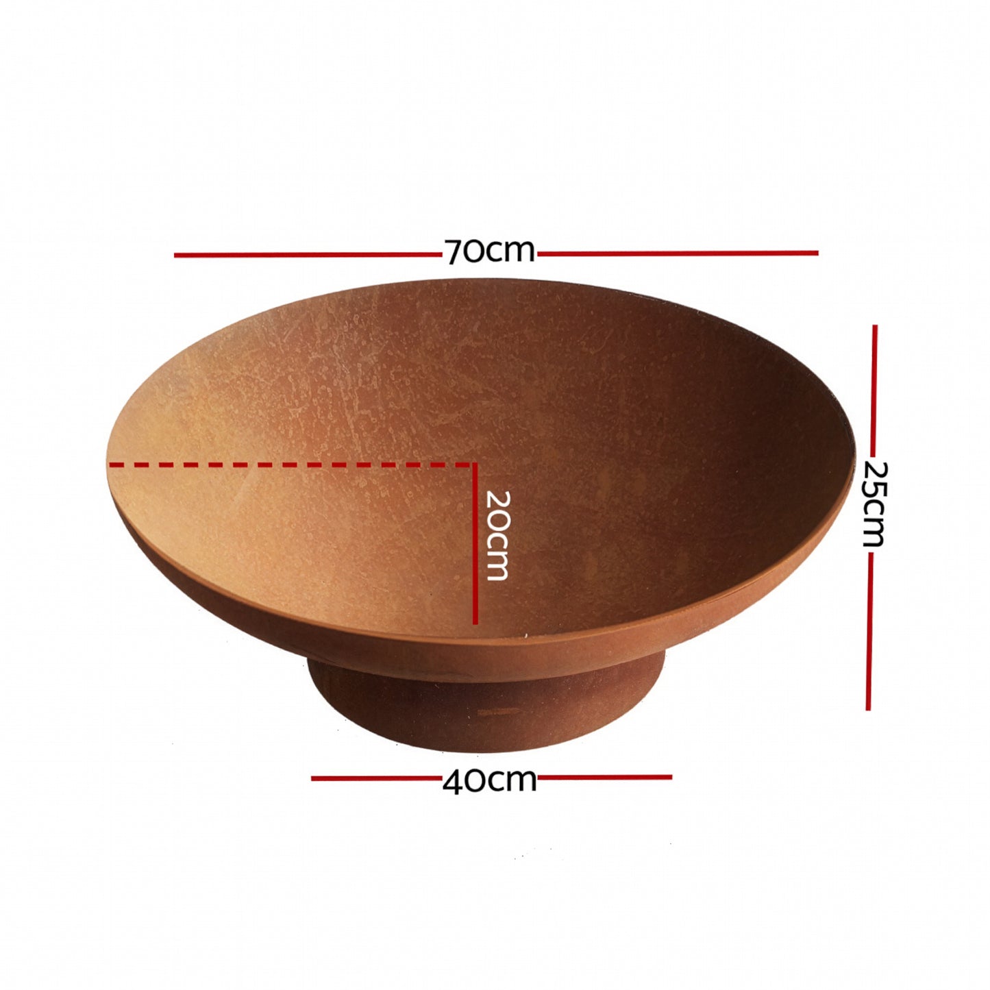 Rustic Cast Iron Fire Pit Bowl – 70cm, Durable Steel with Natural Rust Finish