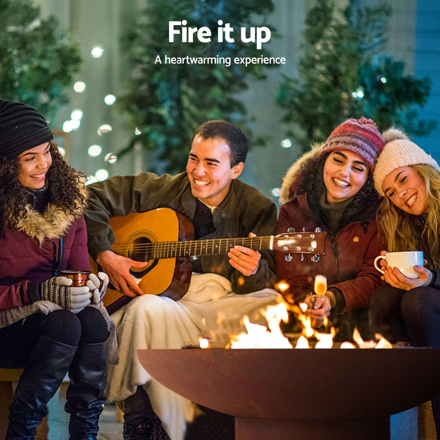 Rustic Cast Iron Fire Pit Bowl – 70cm, Durable Steel with Natural Rust Finish