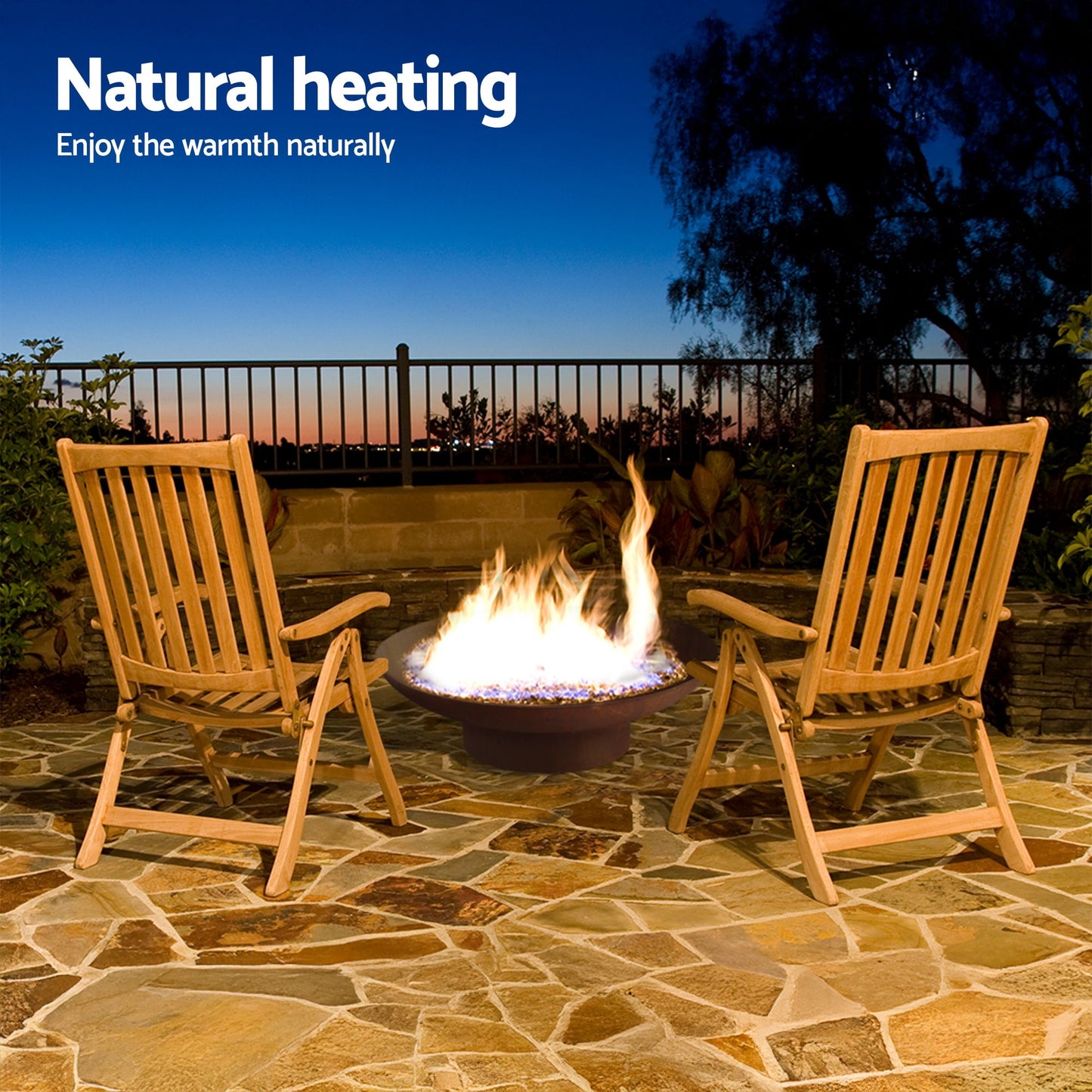 Rustic Cast Iron Fire Pit Bowl – 70cm, Durable Steel with Natural Rust Finish