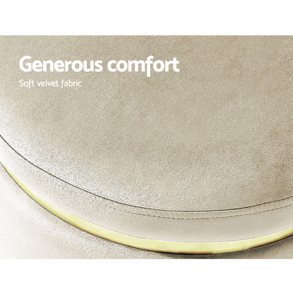TWSC Ottoman Foot Stool Round Velvet Cream