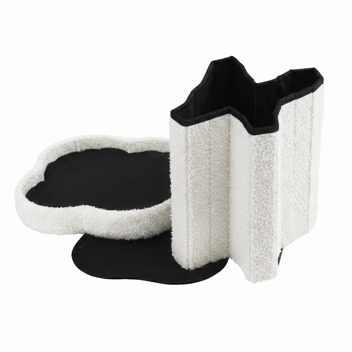 Storage Ottoman Footstool – Foldable White Boucle Fabric