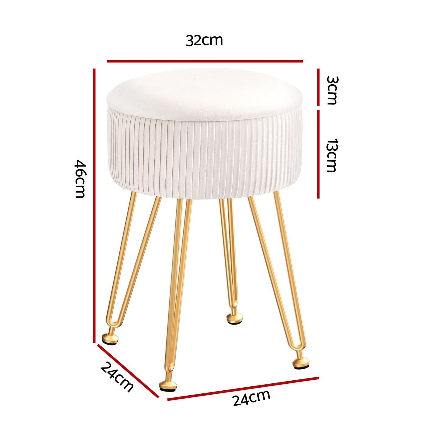 Ottoman Storage Footstool – Velvet, Round, White