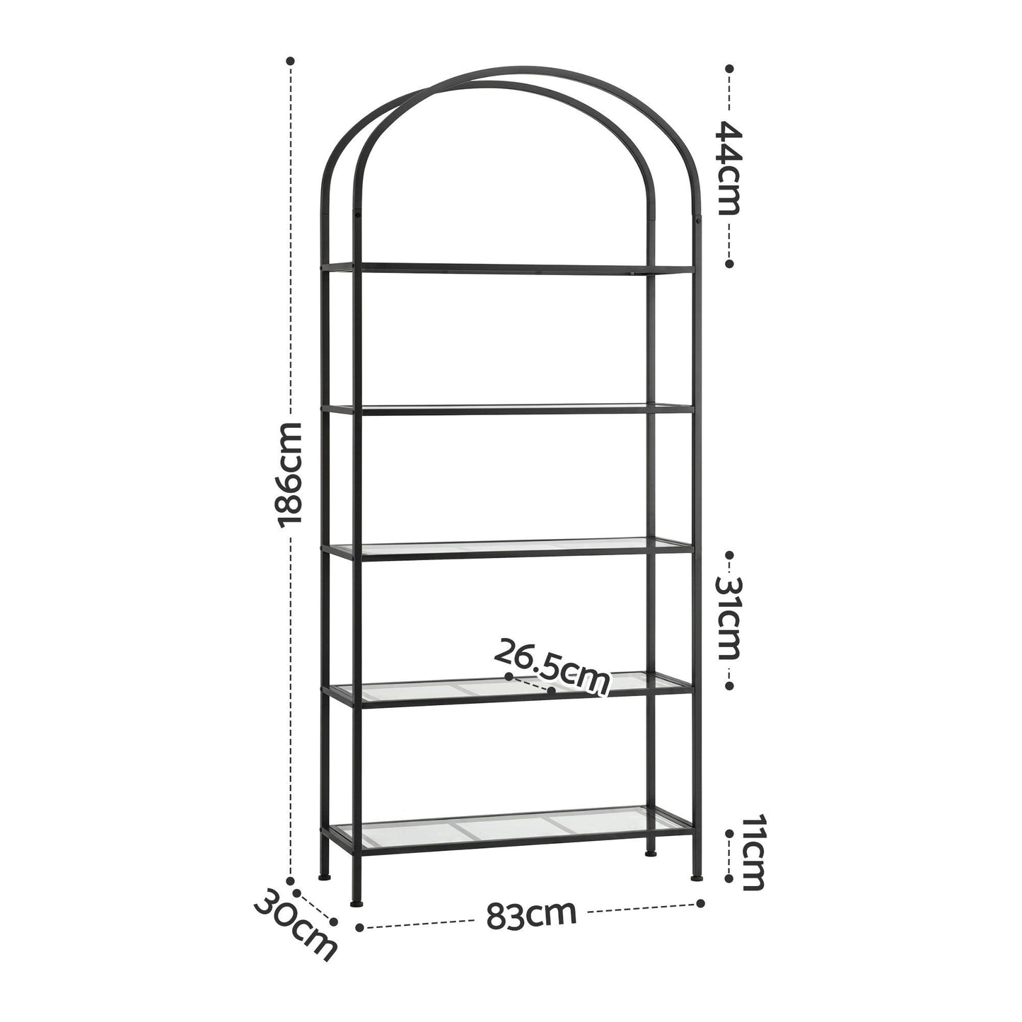 Artiss 5 Tiers Bookshelf Industrial Etagere Bookcase Display Shelf Black