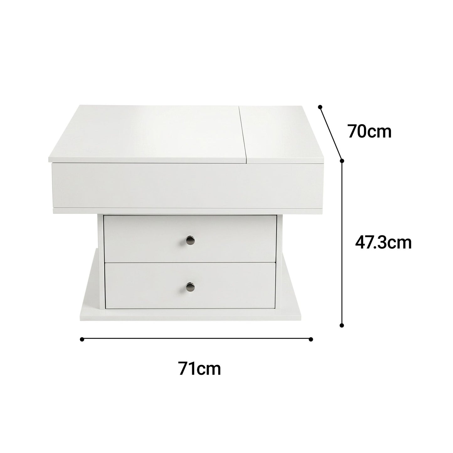 TWSC Lift Top Coffee Table Centre Table with Rotating Top Hidden Storage White