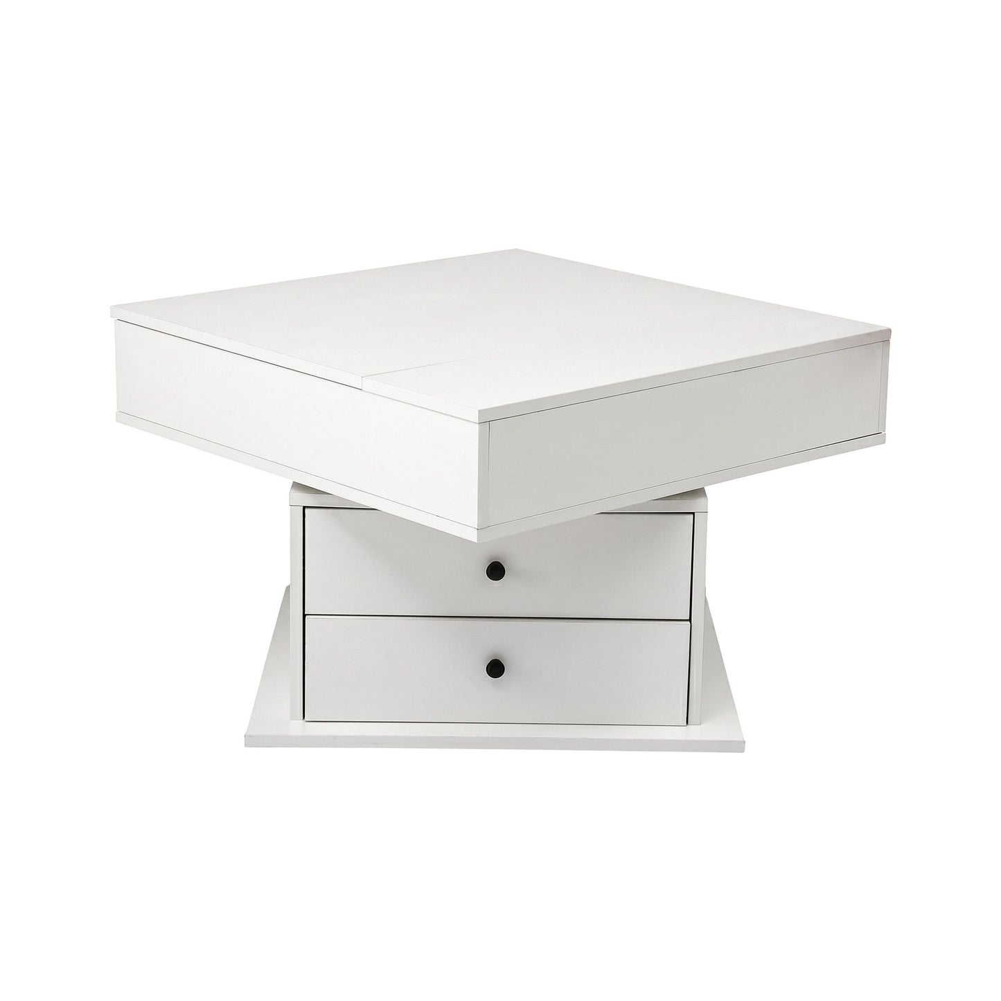 TWSC Lift Top Coffee Table Centre Table with Rotating Top Hidden Storage White
