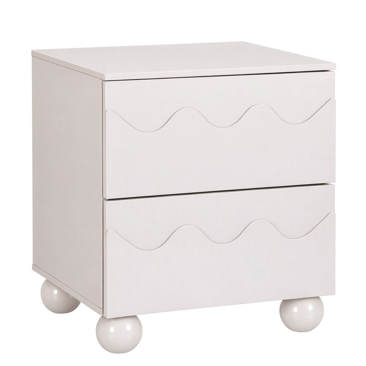 TWSC Bedside Table Nightstand 2 Drawers Storage Side Cabinet Beige
