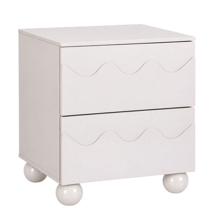 TWSC Bedside Table Nightstand 2 Drawers Storage Side Cabinet Beige