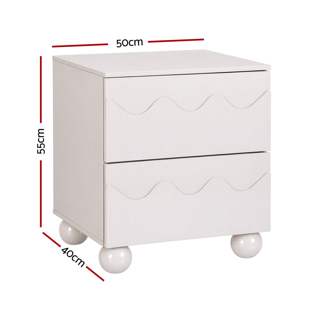 TWSC Bedside Table Nightstand 2 Drawers Storage Side Cabinet Beige