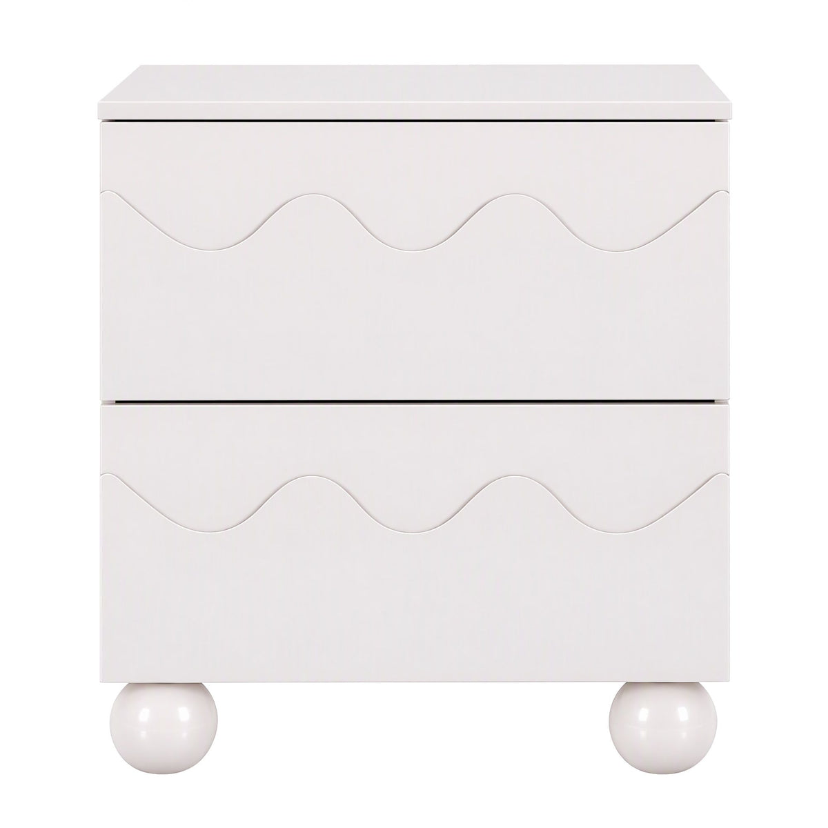 TWSC Bedside Table Nightstand 2 Drawers Storage Side Cabinet Beige