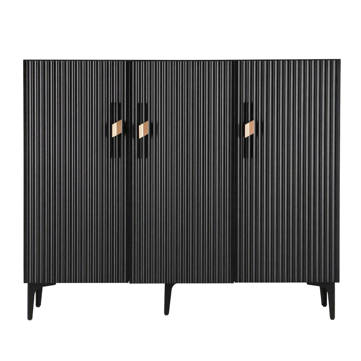 TWSC Shoe Cabinet Fluted Style 25 Pairs Shoe Storage Cupboard Black