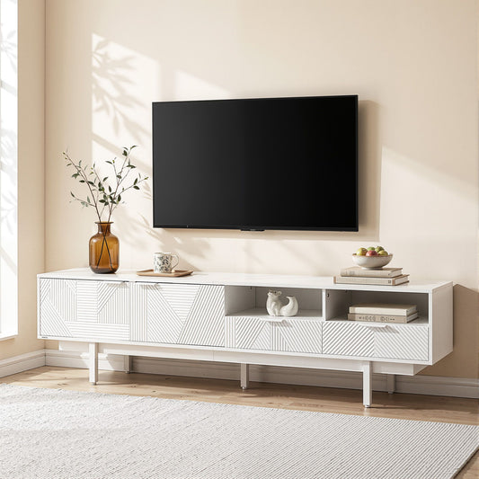 TWSC TV Unit Entertainment Unit Storage Cabinet Drawer 200cm White