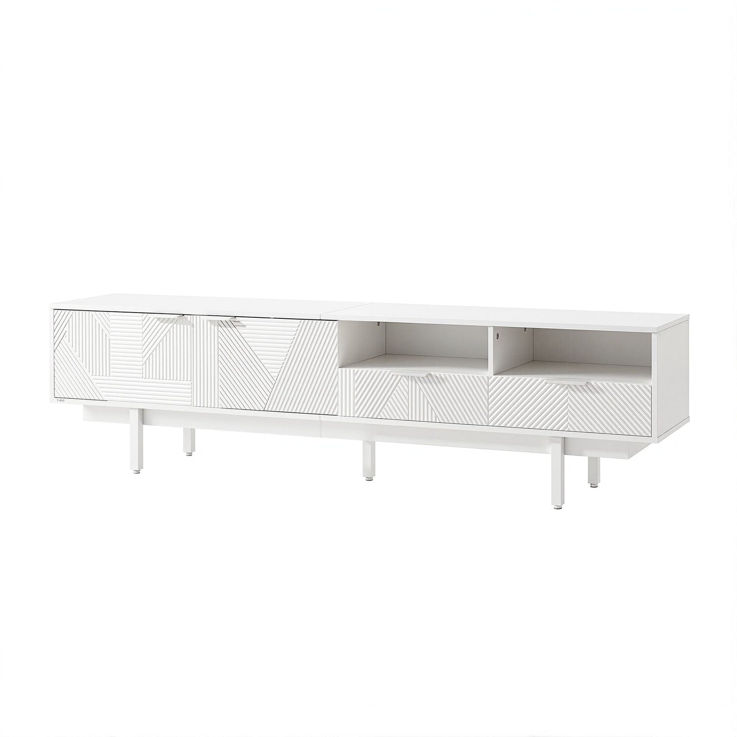 TWSC TV Unit Entertainment Unit Storage Cabinet Drawer 200cm White