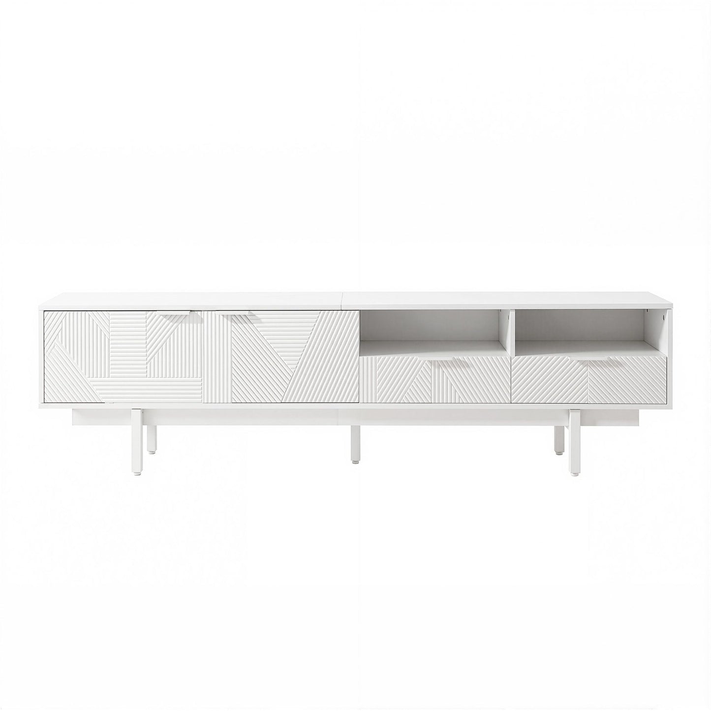 TWSC TV Unit Entertainment Unit Storage Cabinet Drawer 200cm White