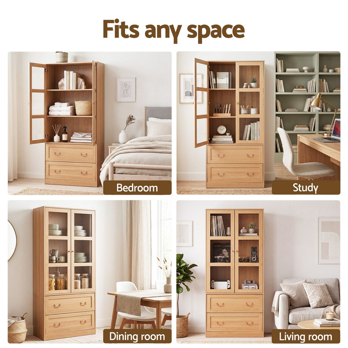 TWSC Buffet Sideboard Cabinet 180cm Hutch Storage Kitchen Drawer Door Wood
