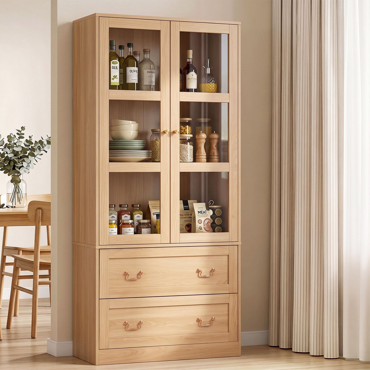 TWSC Buffet Sideboard Cabinet 180cm Hutch Storage Kitchen Drawer Door Wood