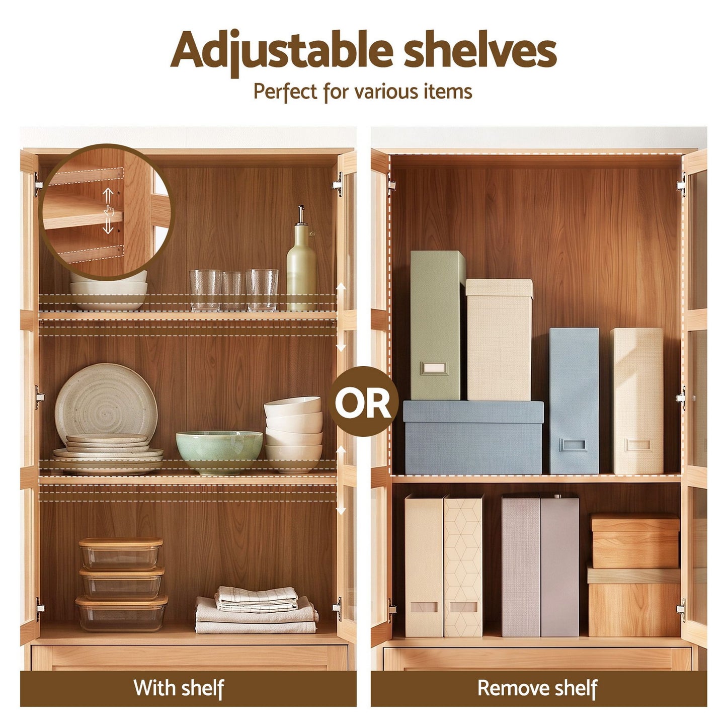 TWSC Buffet Sideboard Cabinets X2 180cm Hutch Storage Kitchen Drawer Door Wood