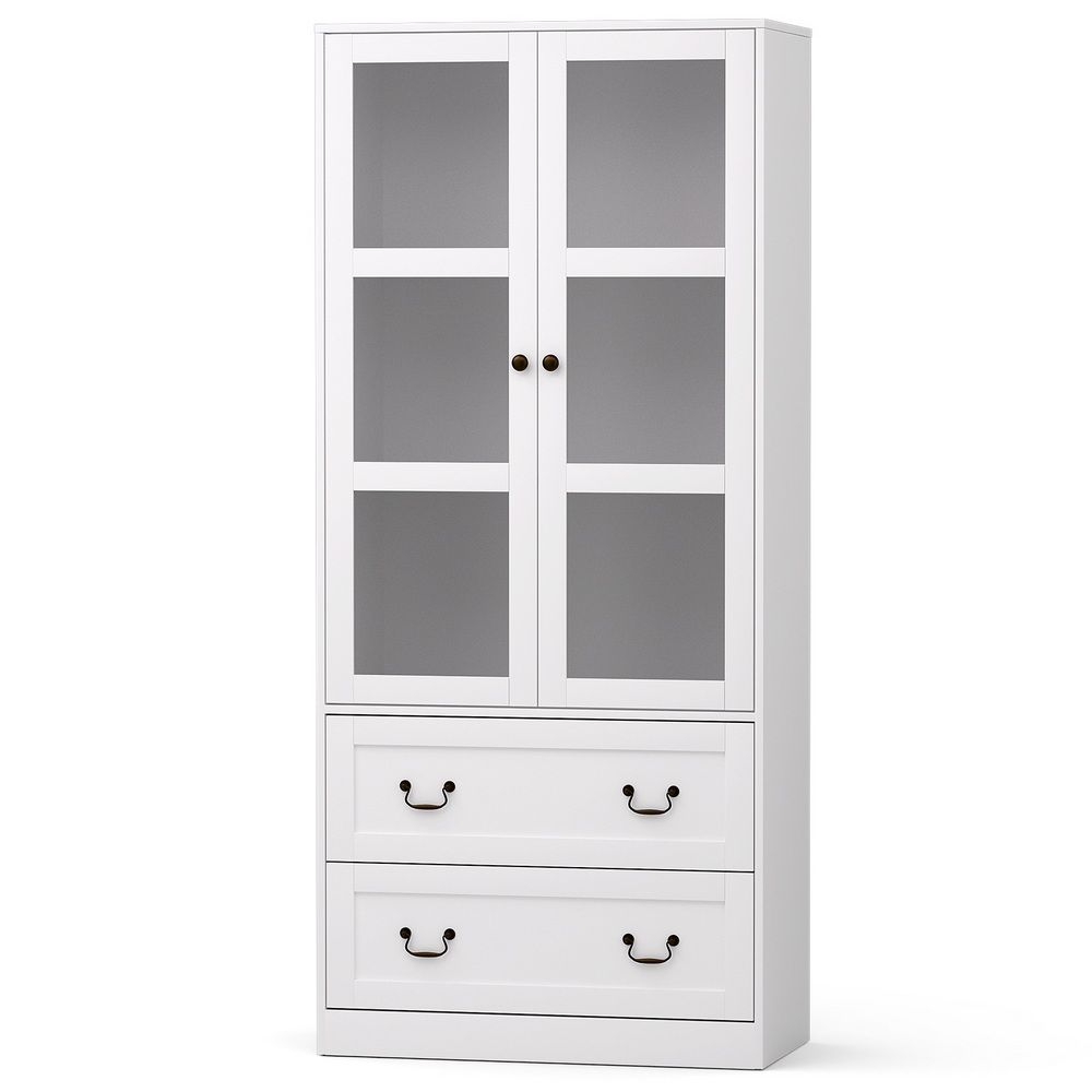 Buffet Sideboard with Hutch – White, 180cm, Soft-Close Storage Cabinet