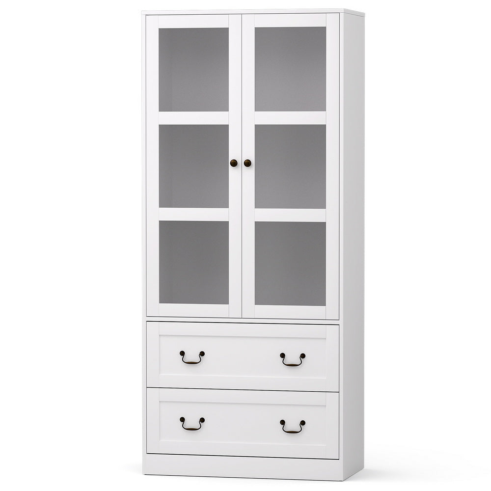 Buffet Sideboard with Hutch – White, 180cm, Soft-Close Storage Cabinet