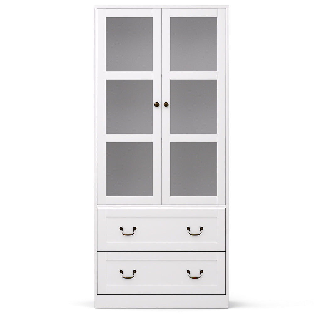 Buffet Sideboard with Hutch – White, 180cm, Soft-Close Storage Cabinet