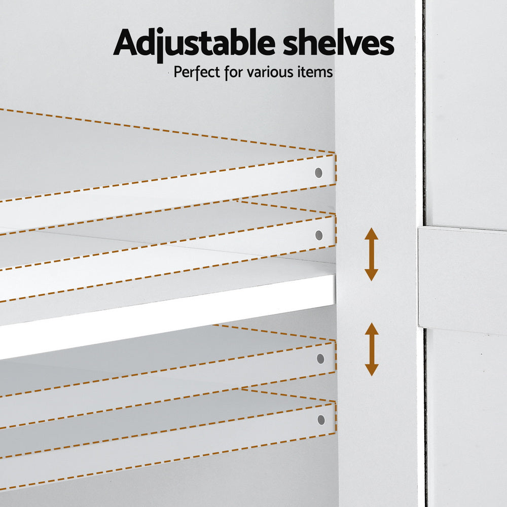 Buffet Sideboard with Hutch – White, 180cm, Soft-Close Storage Cabinet