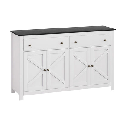 TWSC Buffet Sideboard Storage Cabinet Kitchen Cupboard 2 Drawers 140CM Black