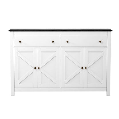 TWSC Buffet Sideboard Storage Cabinet Kitchen Cupboard 2 Drawers 140CM Black
