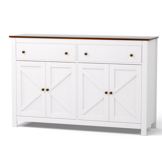 TWSC Buffet Sideboard Storage Cabinet Kitchen Cupboard 2 Drawers 140CM White