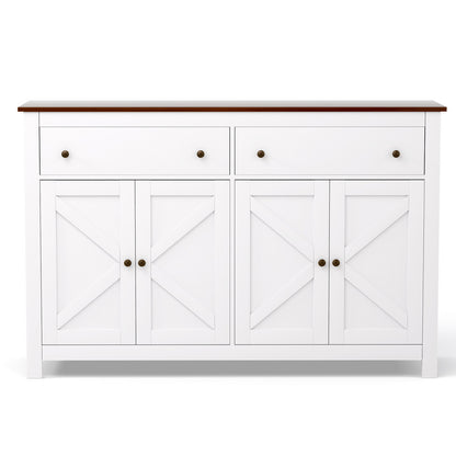 TWSC Buffet Sideboard Storage Cabinet Kitchen Cupboard 2 Drawers 140CM White