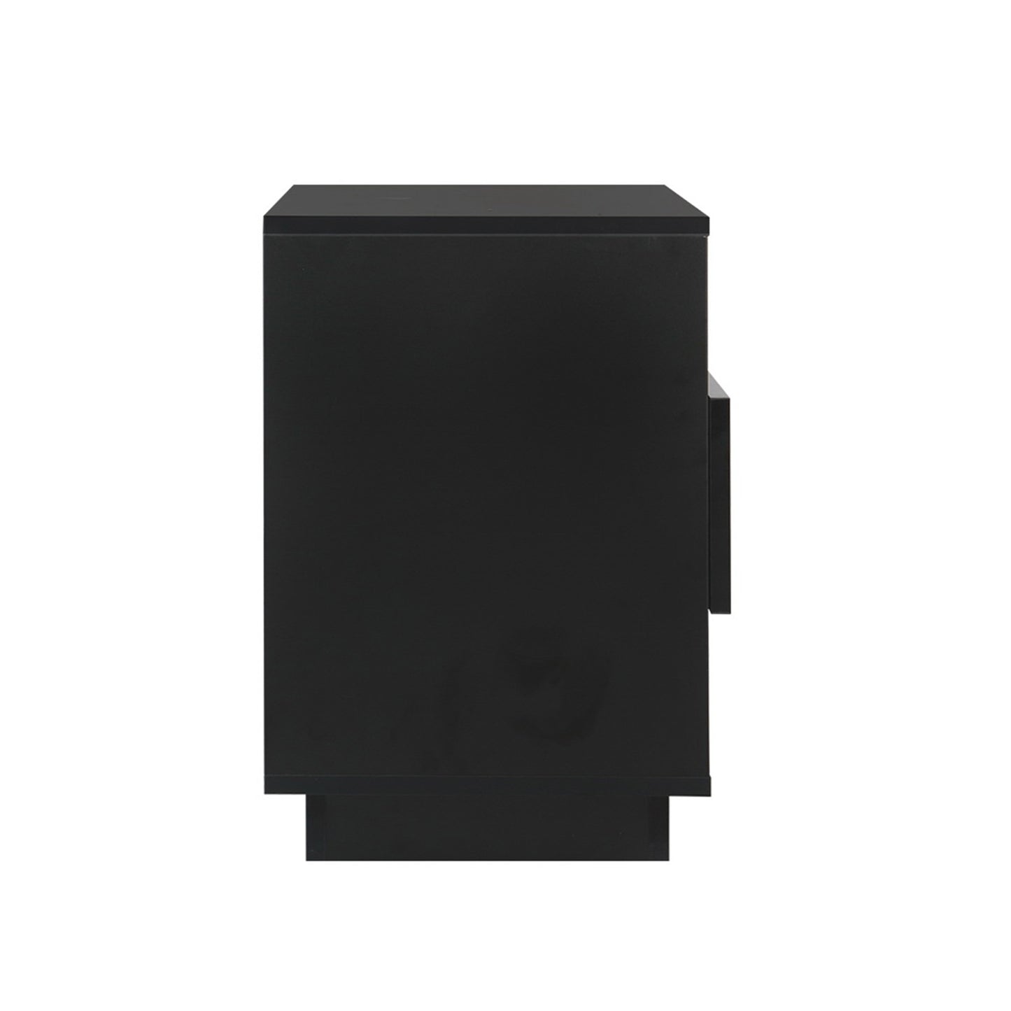 Bedside Table with Customizable LED Light, 2 Shelves – Black, HANA