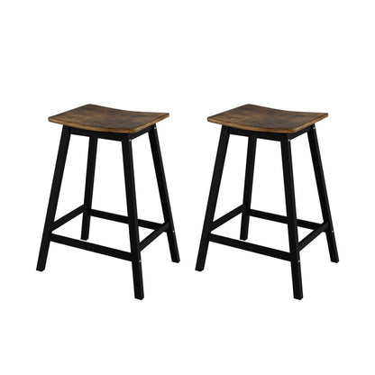 TWSC Bar Stools Set of 2 Kitchen Counter Stools Wooden Industrial Rustic Brown