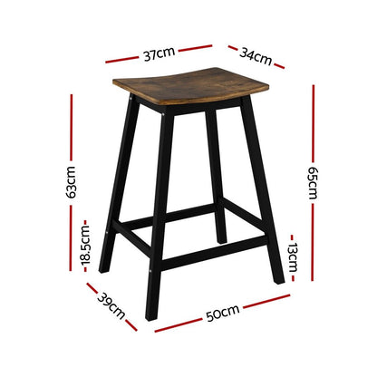 TWSC Bar Stools Set of 2 Kitchen Counter Stools Wooden Industrial Rustic Brown