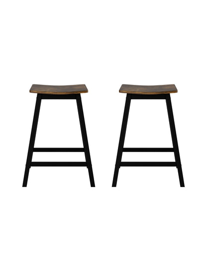 TWSC Bar Stools Set of 2 Kitchen Counter Stools Wooden Industrial Rustic Brown