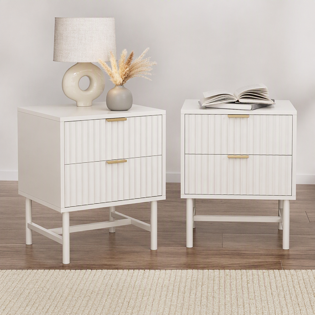 Artiss 2X Bedside Table White Nightstand 2 Drawers