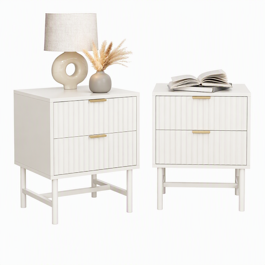 Artiss 2X Bedside Table White Nightstand 2 Drawers