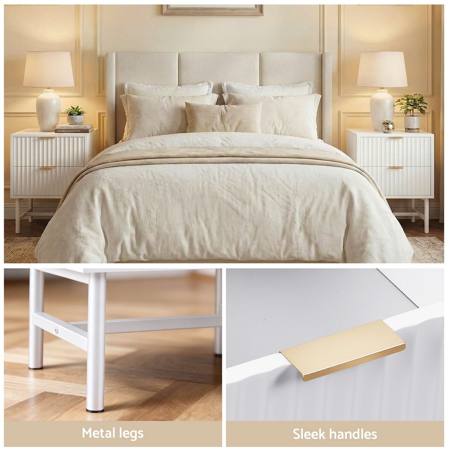 Artiss 2X Bedside Table White Nightstand 2 Drawers