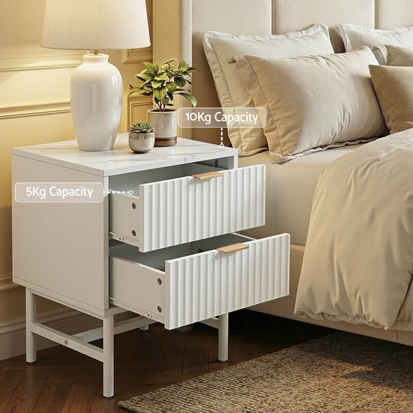 Artiss 2X Bedside Table White Nightstand 2 Drawers