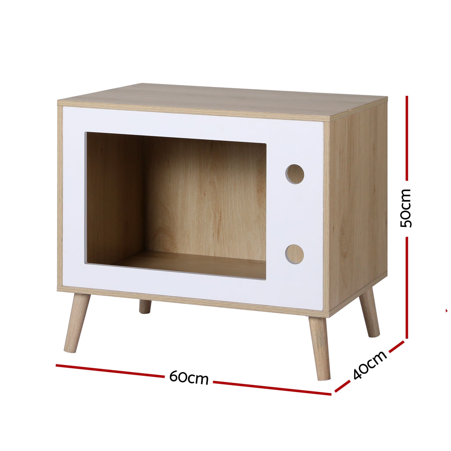 TWSC Cat Nest Bedside Table Solid Wood 60cm