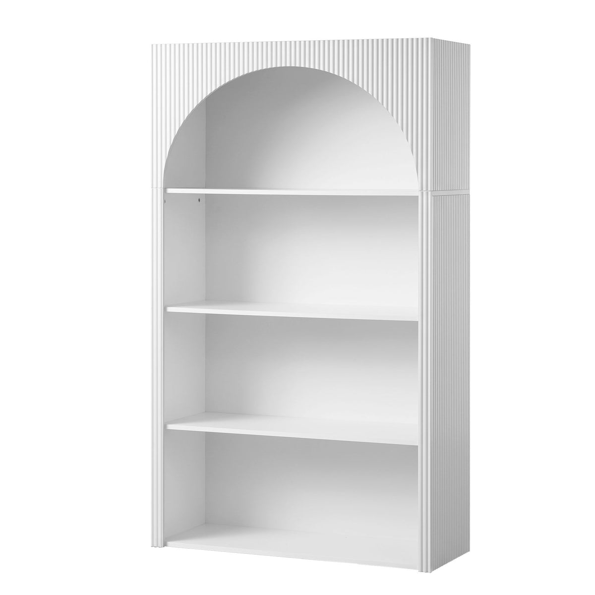 TWSC 4 Tier Bookshelf Arched Fluted Storage Display Cabinet Unit White