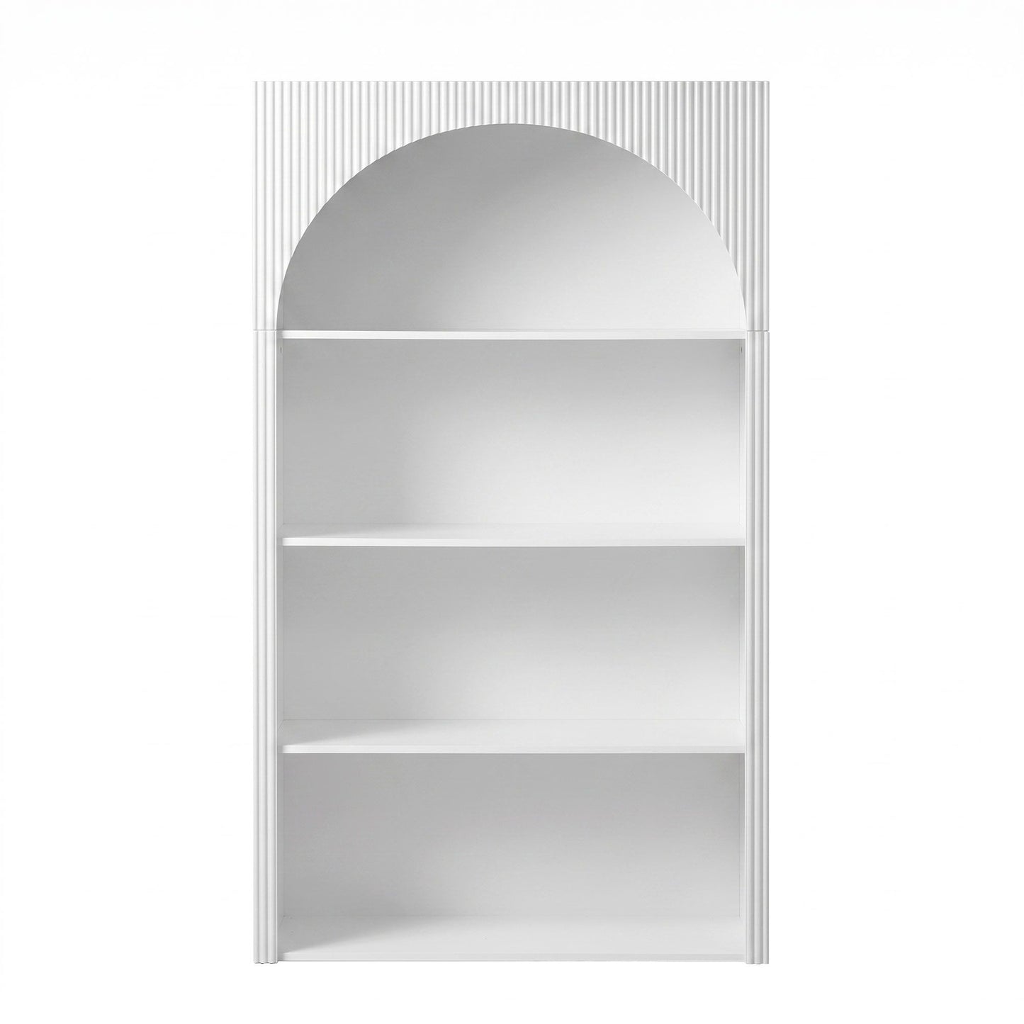 TWSC 4 Tier Bookshelf Arched Fluted Storage Display Cabinet Unit White