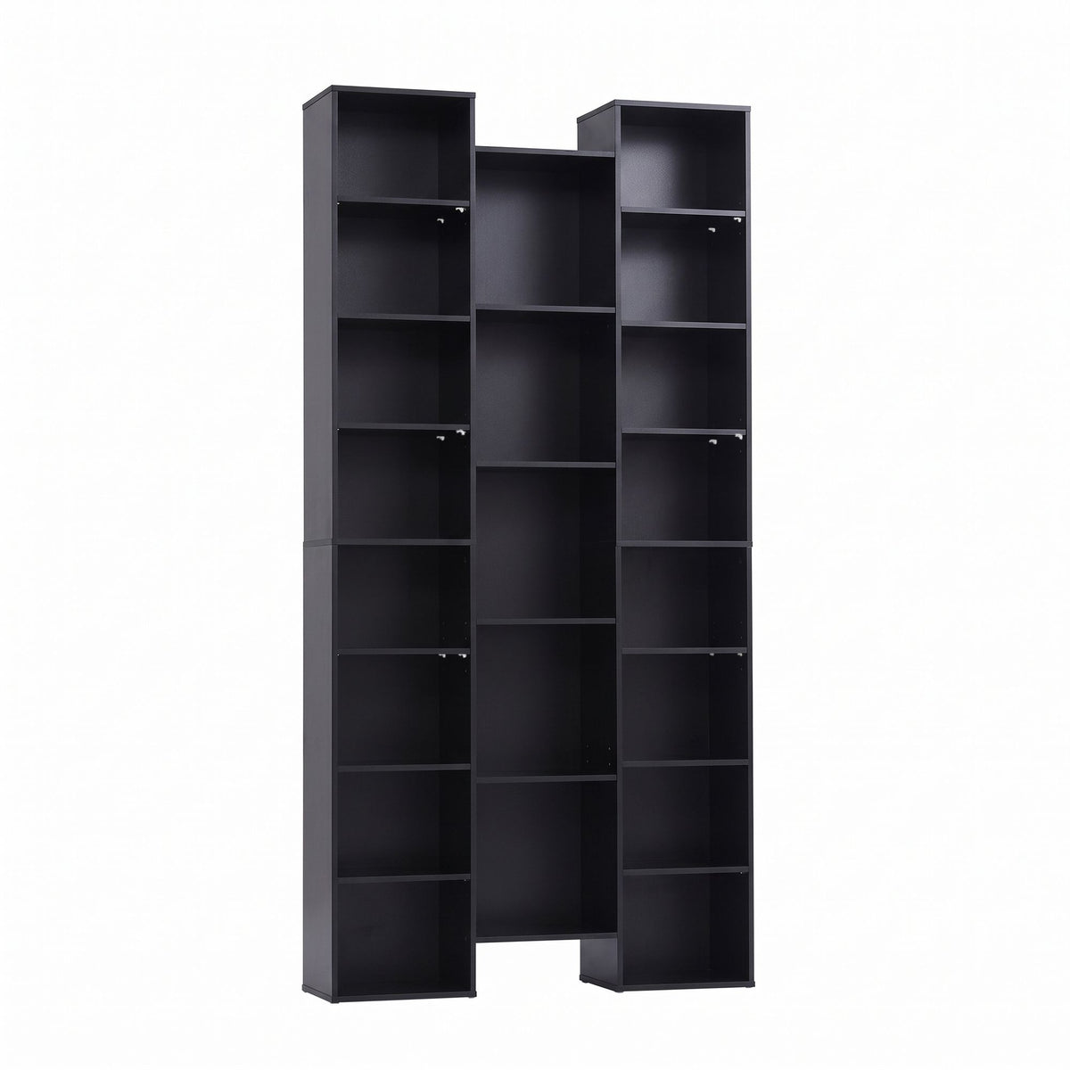 TWSC Bookshelf Display Shelves CD DVD Storage Rack Tall Bookcase Black