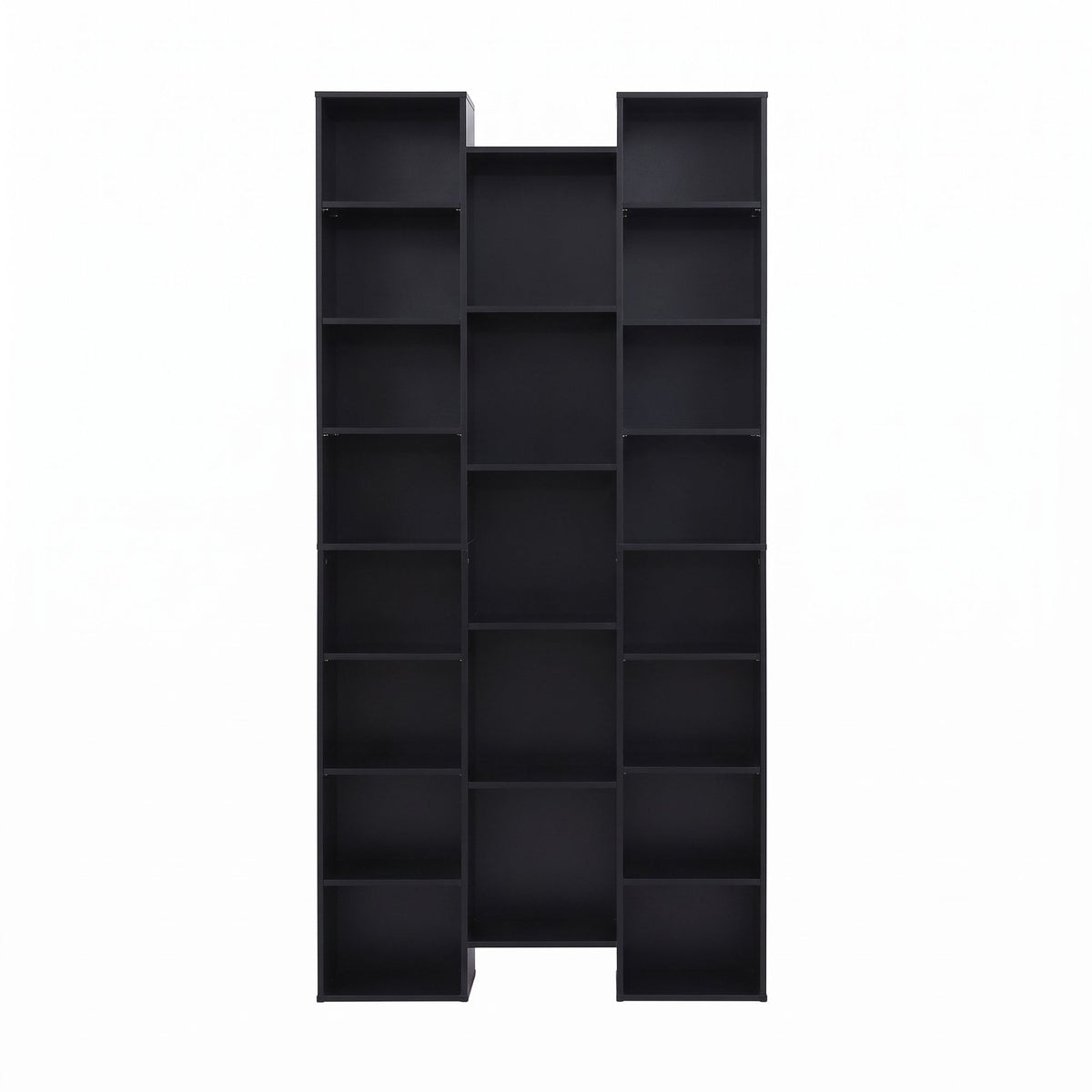 TWSC Bookshelf Display Shelves CD DVD Storage Rack Tall Bookcase Black
