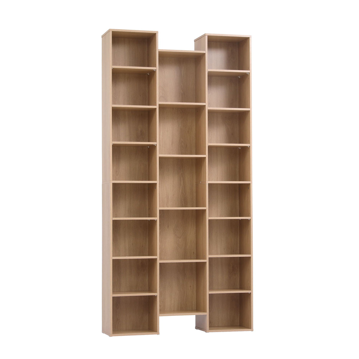 TWSC Bookshelf Display Shelves CD DVD Storage Rack Tall Bookcase Oak