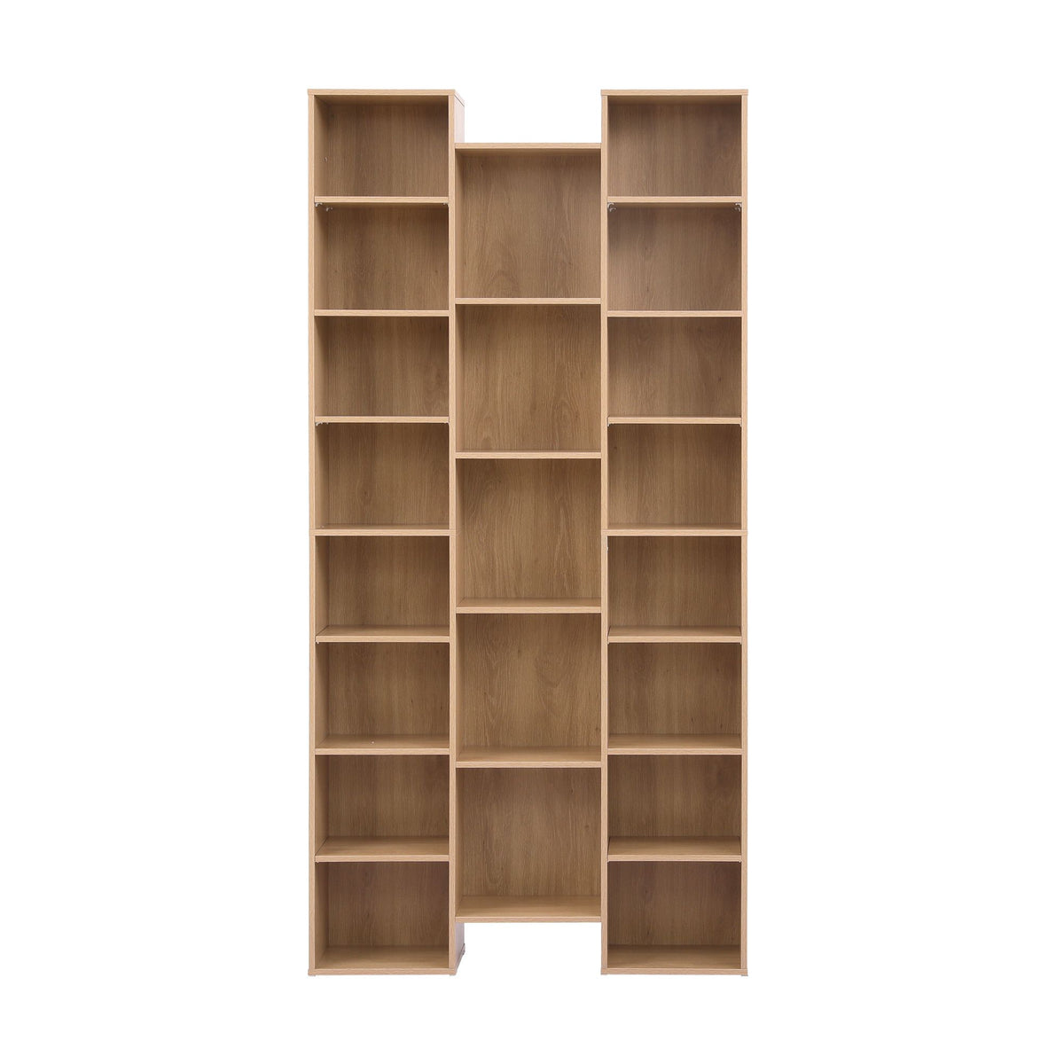 TWSC Bookshelf Display Shelves CD DVD Storage Rack Tall Bookcase Oak